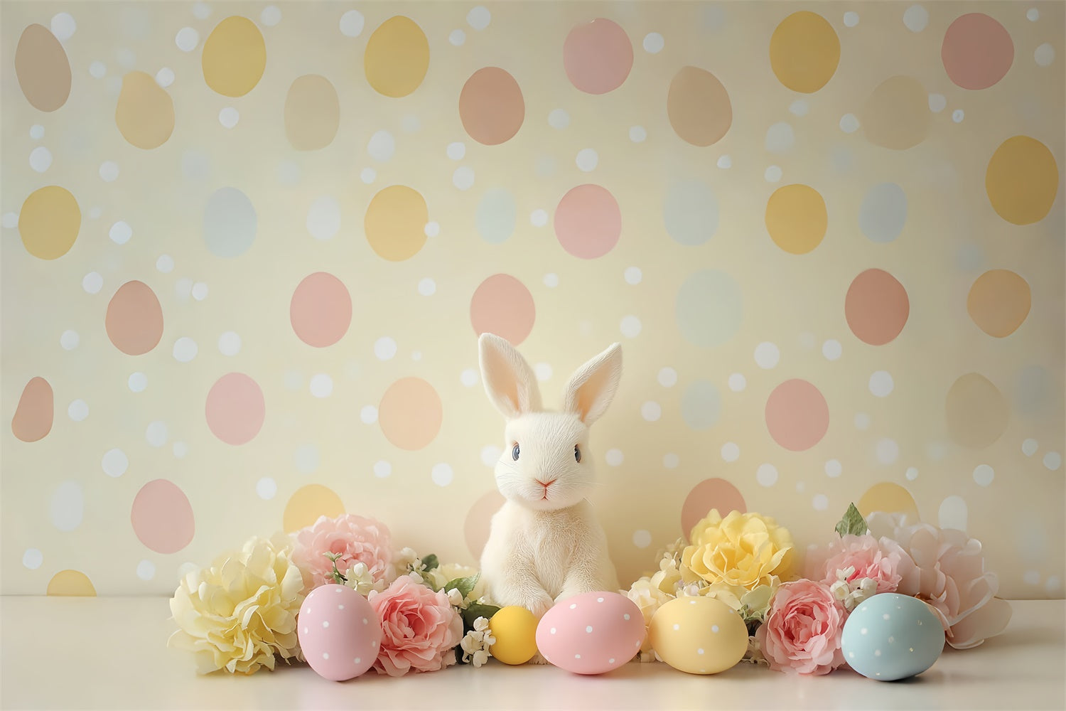 Easter Backdrops For Photography Pastel Bunny Polka Dot Backdrop UK CSH2-78