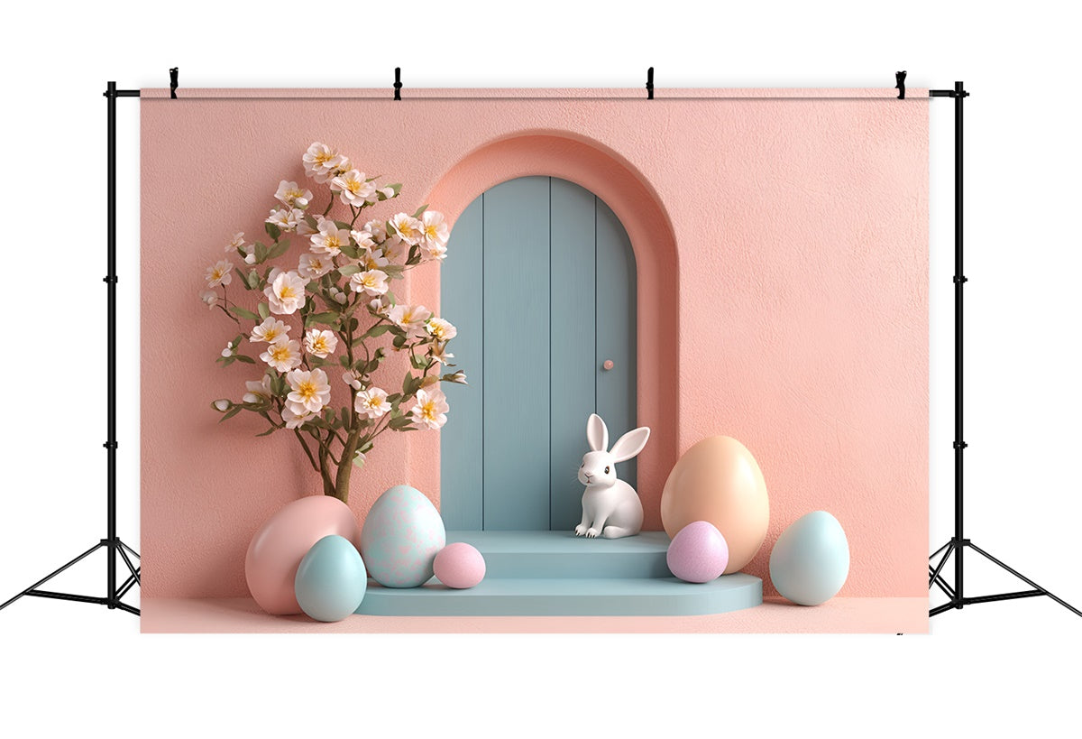 Photography Easter Backdrop Pastel Charm Bunny Door Backdrop UK CSH2-79