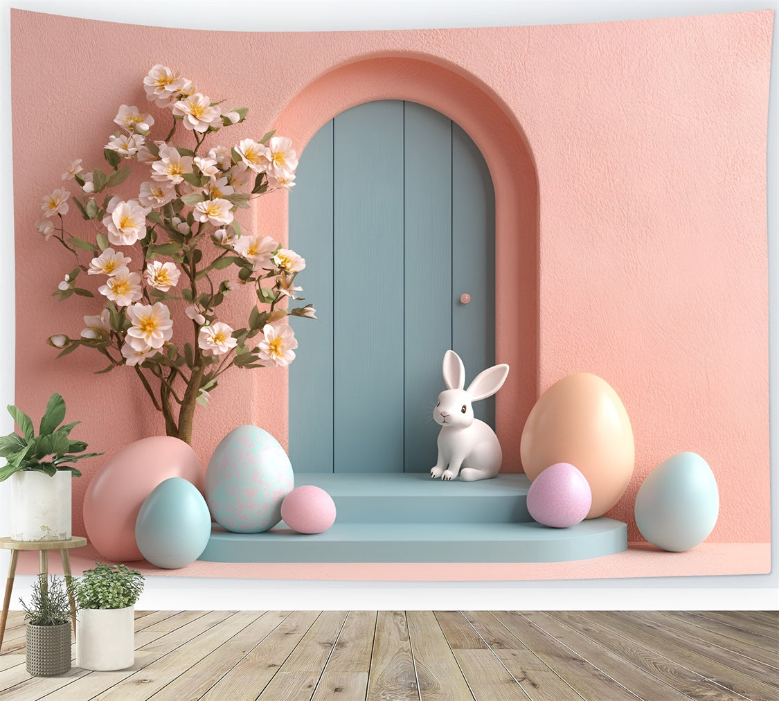 Photography Easter Backdrop Pastel Charm Bunny Door Backdrop UK CSH2-79