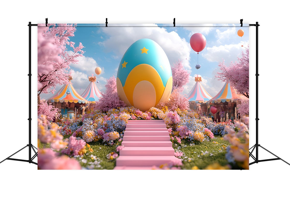 Easter Backdrop Ideas Whimsical Spring Egg Carnival Backdrop UK CSH2-80