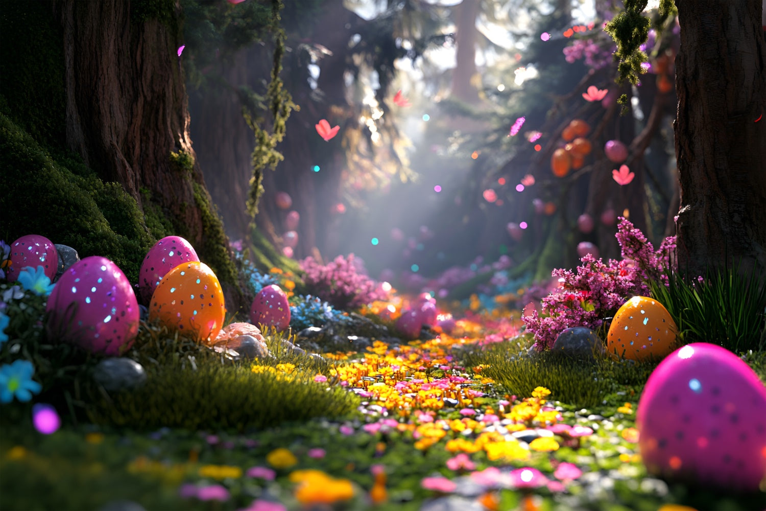 Photo Backdrops For Easter Fantasy Forest Egg Trail Backdrop UK CSH2-82