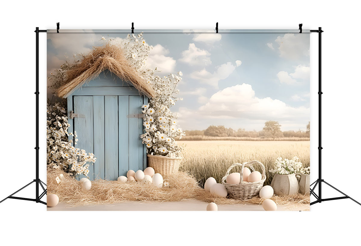 Easter Photography Backdrops Country Wheat Field Egg Backdrop UK CSH2-83