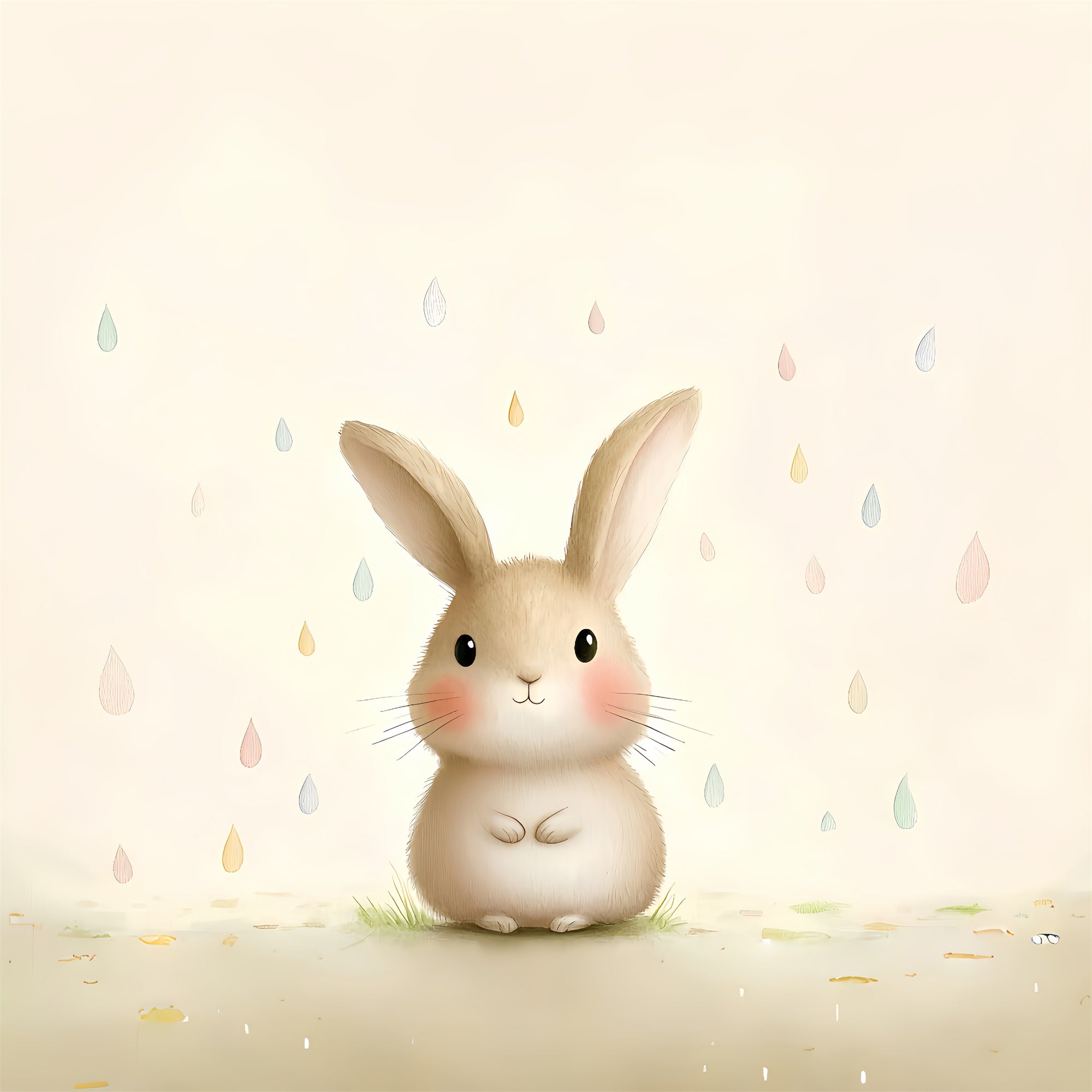 Easter Backdrops For Photography Sweet Bunny Raindrops Backdrop UK CSH2-84