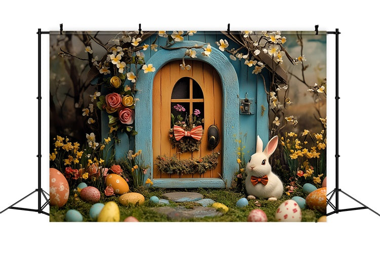 Easter Picture Backdrops Floral Arch Bunny Cottage Backdrop UK CSH2-85