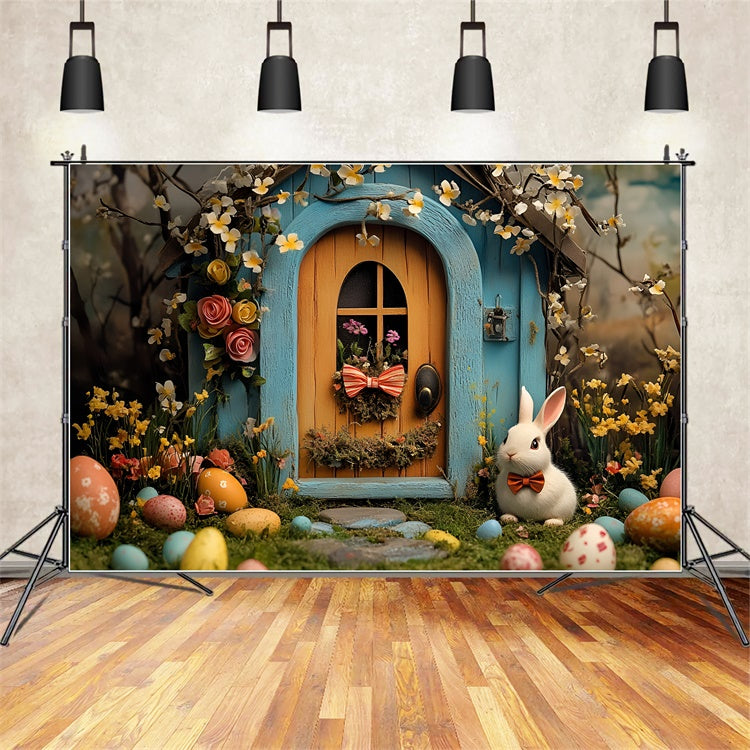 Easter Picture Backdrops Floral Arch Bunny Cottage Backdrop UK CSH2-85