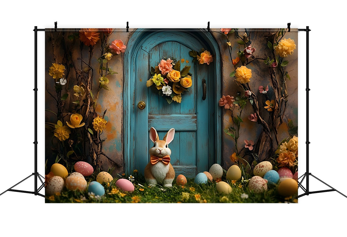 Easter Backdrops Photography Rustic Wooden Door Bunny Backdrop UK CSH2-86