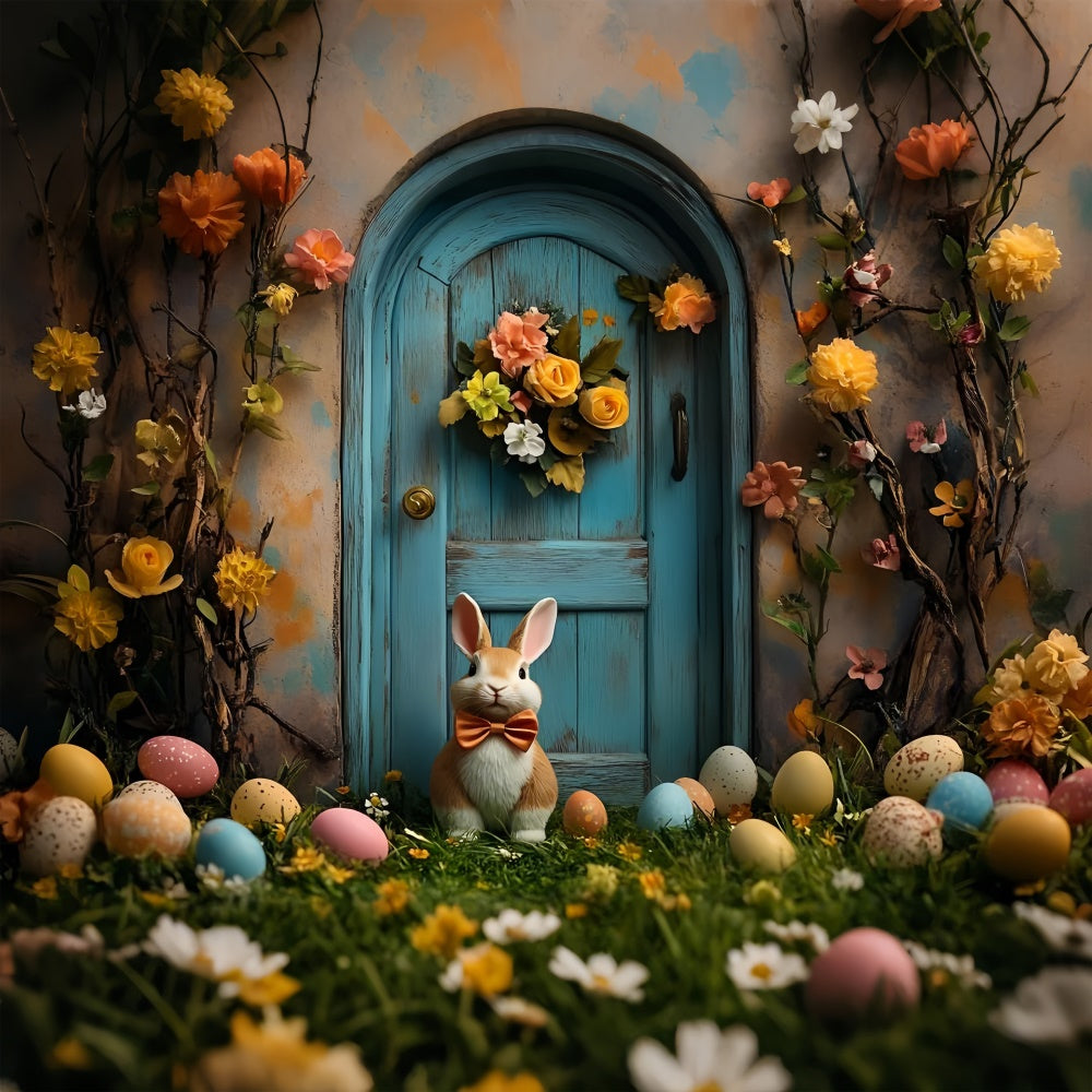 Easter Backdrops Photography Rustic Wooden Door Bunny Backdrop UK CSH2-86