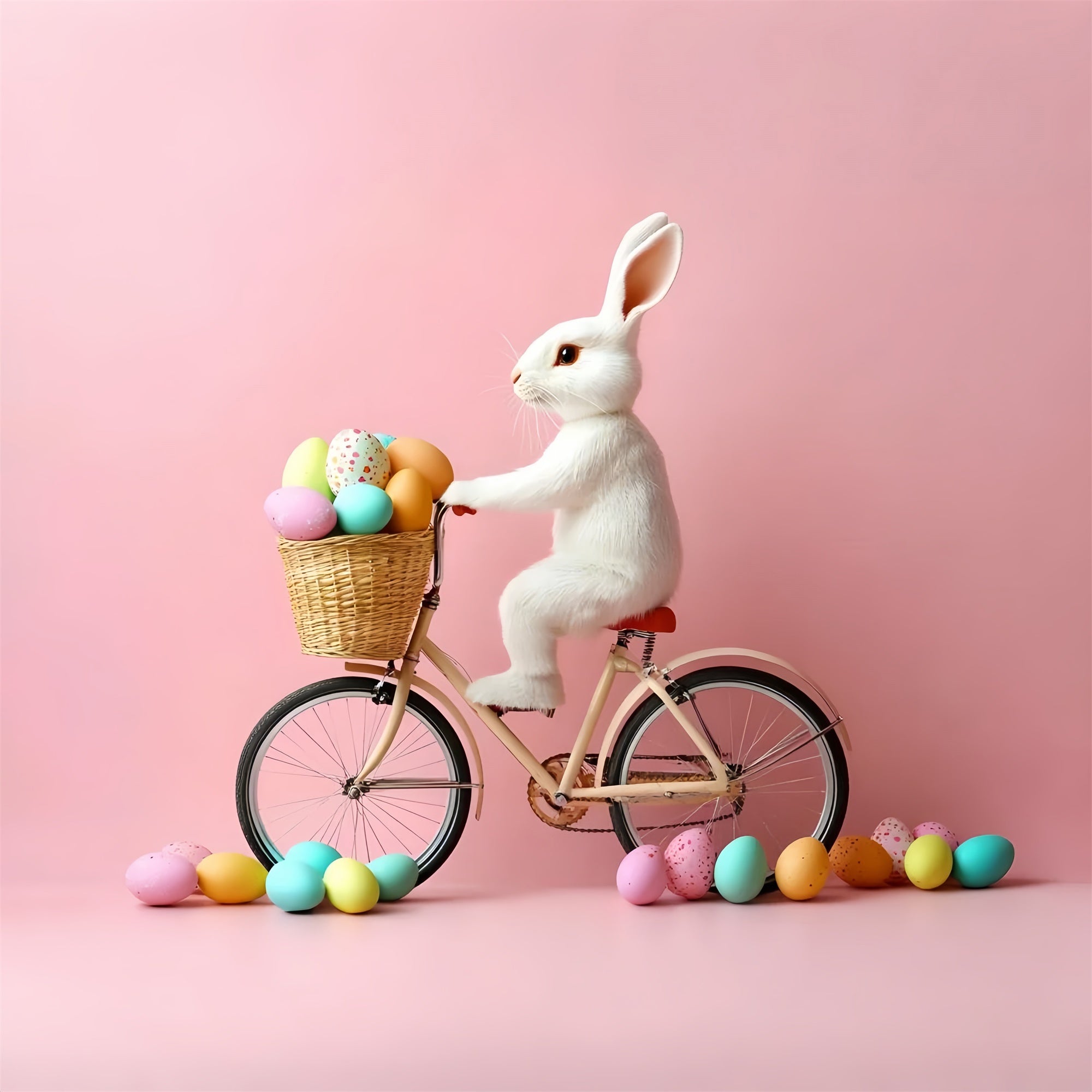 Easter Photo Backdrop Adorable Bunny Bicycle Ride Backdrop UK CSH2-87