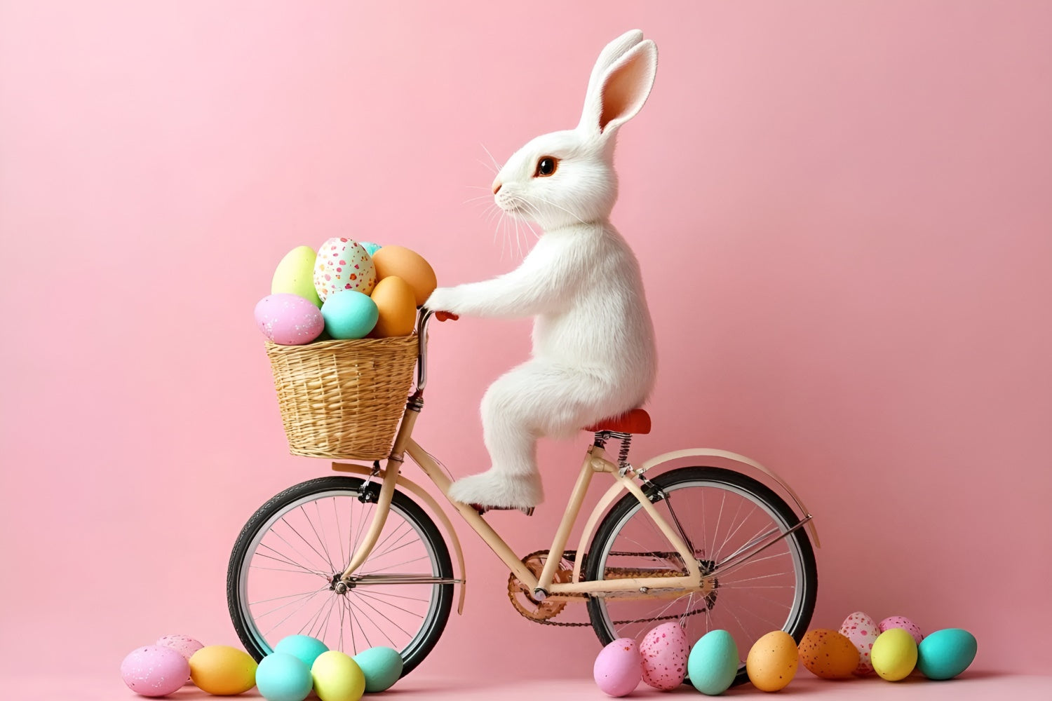 Easter Photo Backdrop Adorable Bunny Bicycle Ride Backdrop UK CSH2-87