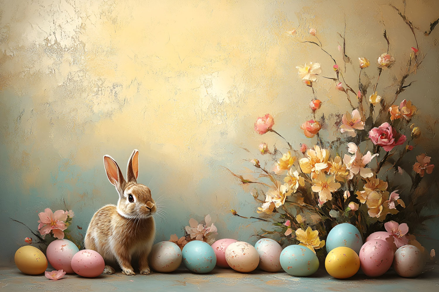 Easter Backdrops Photography Vintage Bunny Floral Egg Backdrop UK CSH2-89