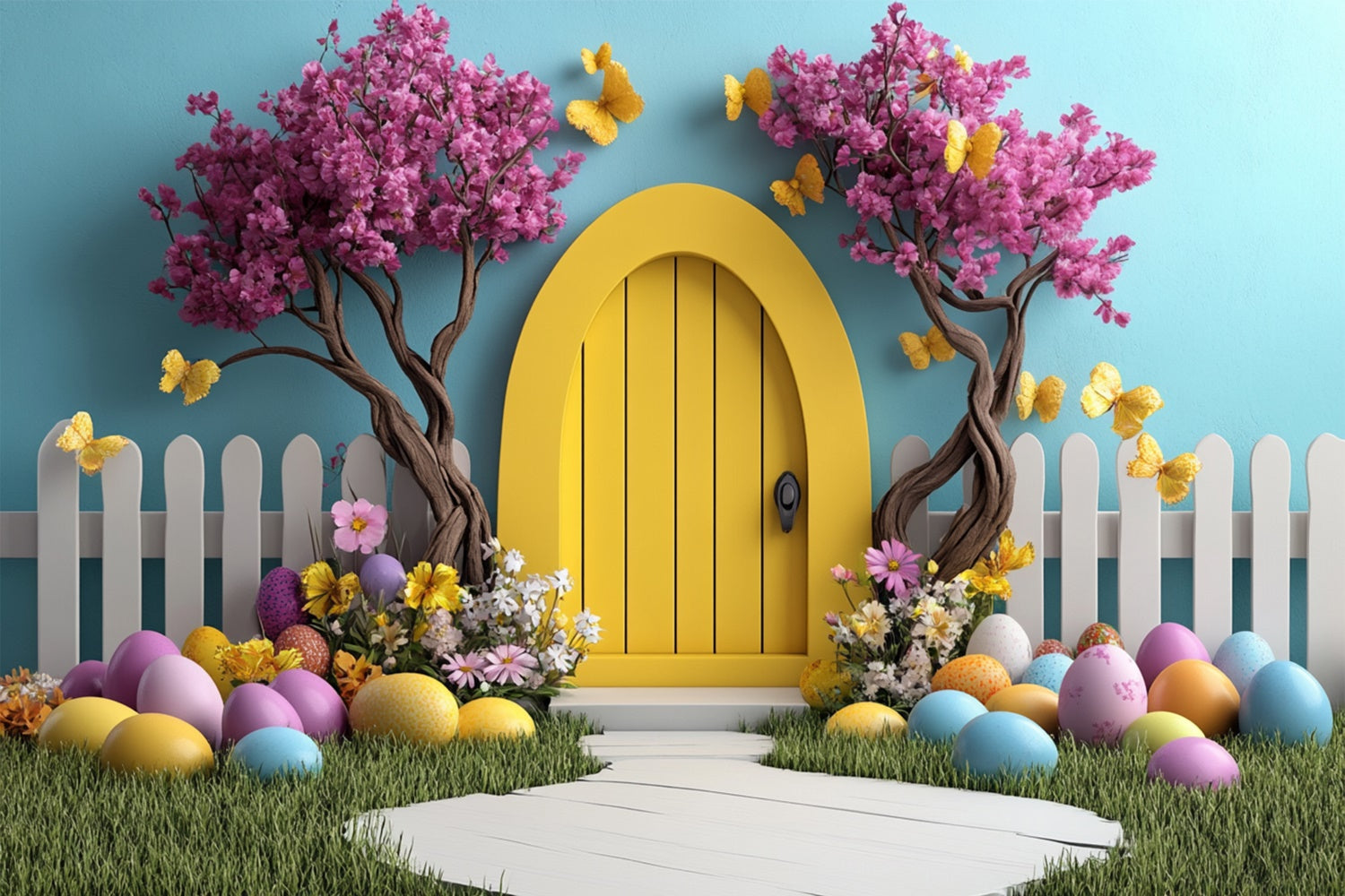 Easter Backdrop Ideas Spring Fairy Tale Yellow Arch Backdrop UK CSH2-90