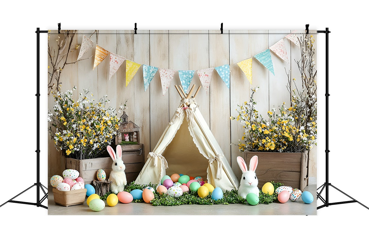 Easter Photo Backdrop Cozy Teepee Floral Decor Backdrop UK CSH2-93