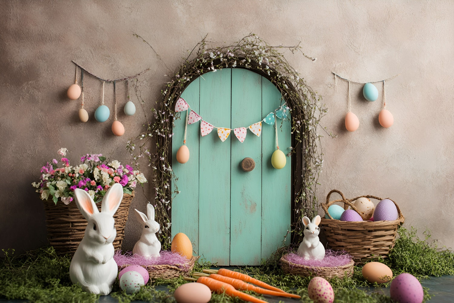 Easter Backdrop Photography Soft Pastel Bunny Garden Backdrop UK CSH2-95