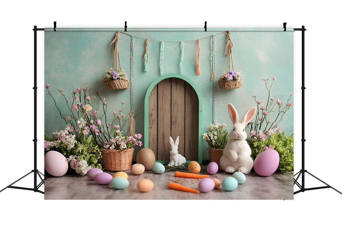 Easter Photo Backdrop Enchanted Green Door Bunny Backdrop UK CSH2-96