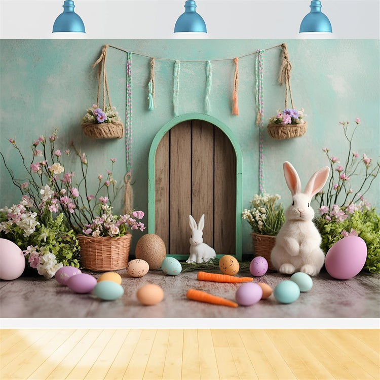 Easter Photo Backdrop Enchanted Green Door Bunny Backdrop UK CSH2-96