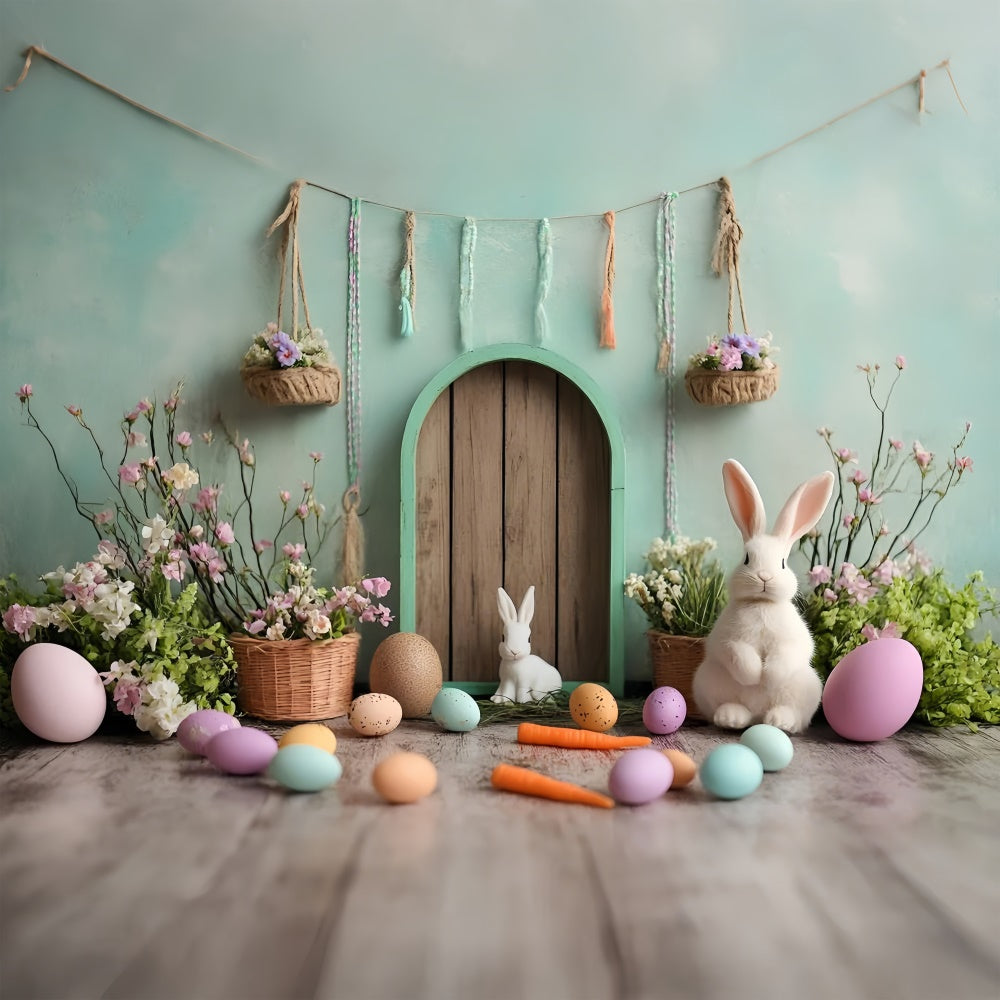 Easter Photo Backdrop Enchanted Green Door Bunny Backdrop UK CSH2-96