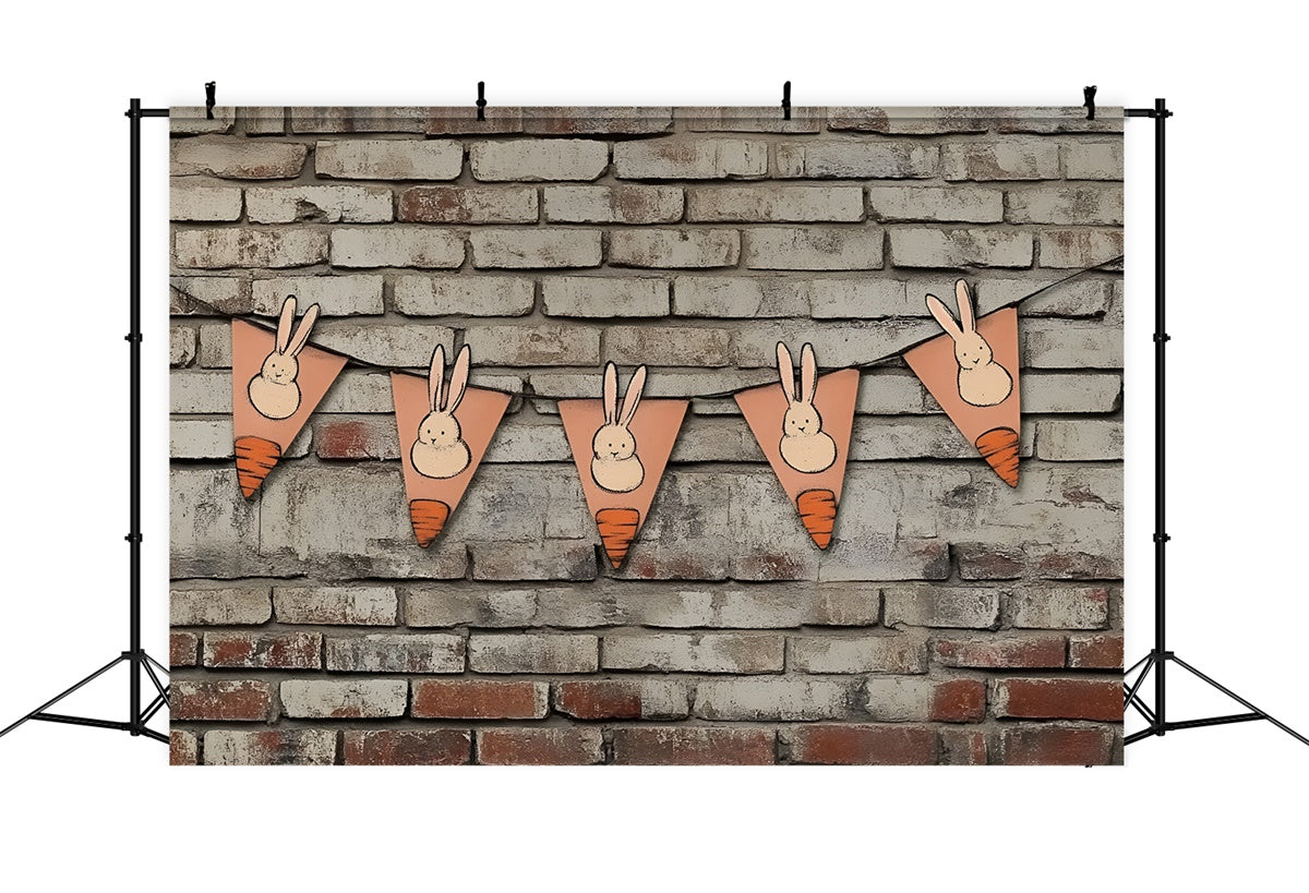 Easter Backdrop Vintage Brick Wall Bunny Carrot Backdrop UK CSH2-97