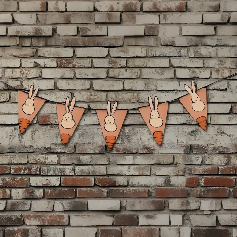 Easter Backdrop Vintage Brick Wall Bunny Carrot Backdrop UK CSH2-97