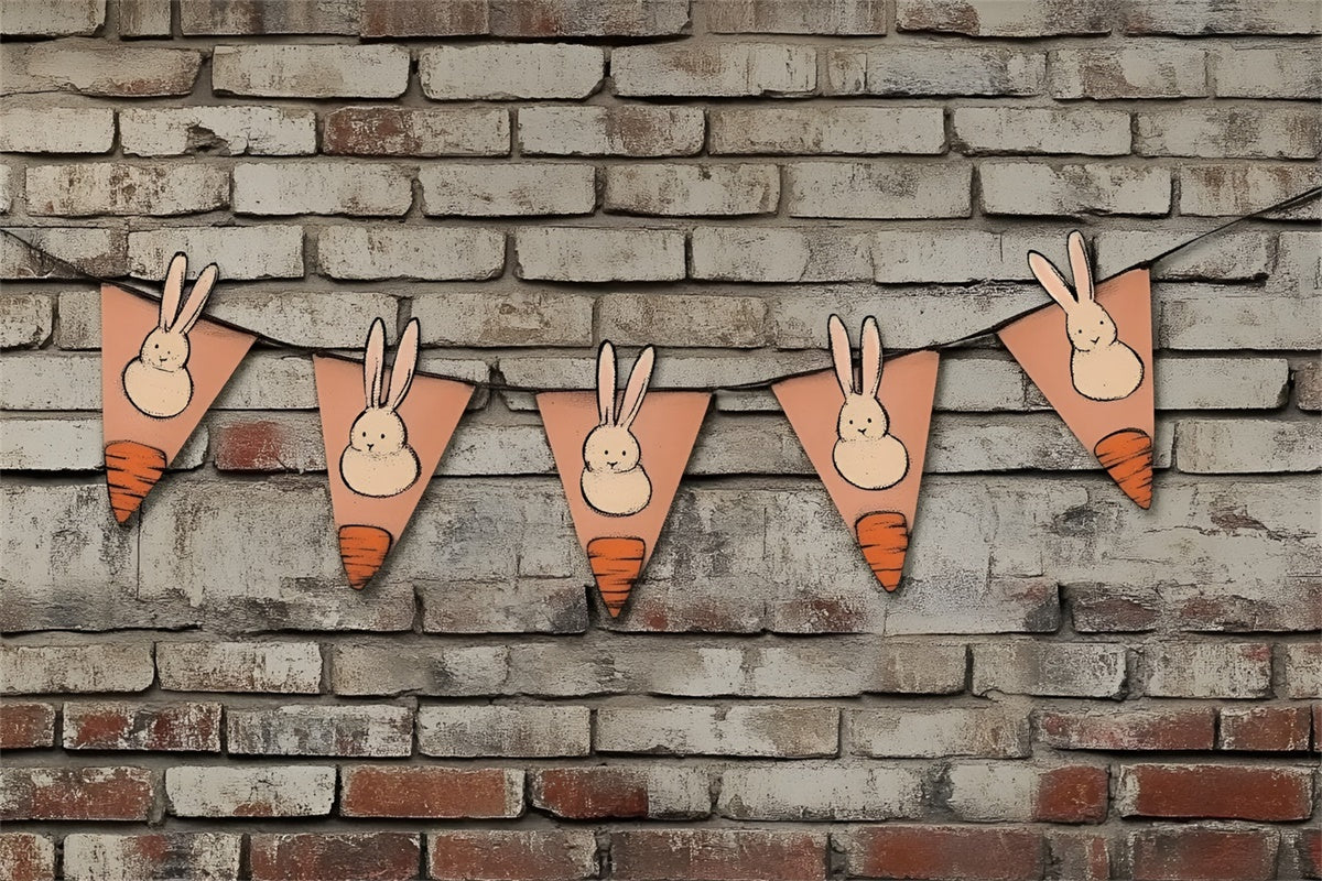 Easter Backdrop Vintage Brick Wall Bunny Carrot Backdrop UK CSH2-97