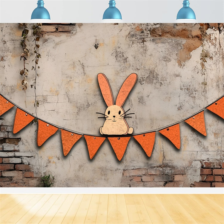 Photography Easter Backdrop Playful Bunny Brick Wall Backdrop UK CSH2-98