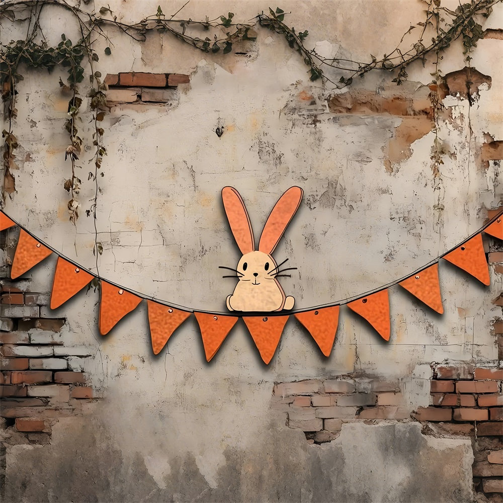 Photography Easter Backdrop Playful Bunny Brick Wall Backdrop UK CSH2-98