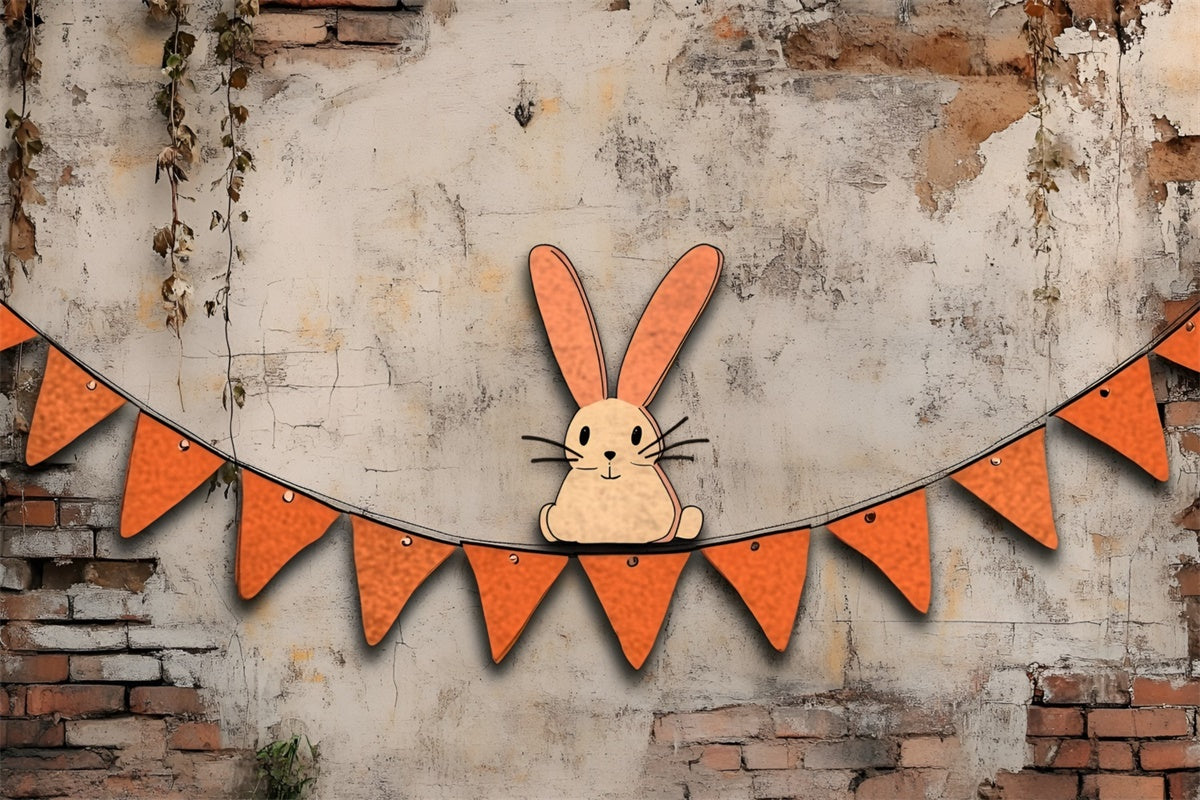 Photography Easter Backdrop Playful Bunny Brick Wall Backdrop UK CSH2-98