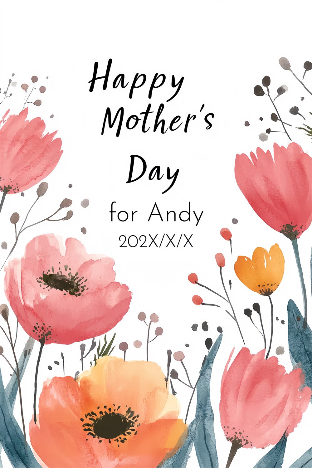 Mothers Day Backdrops Rustic Watercolor Wildflower Custom Backdrop UK CSH3-102
