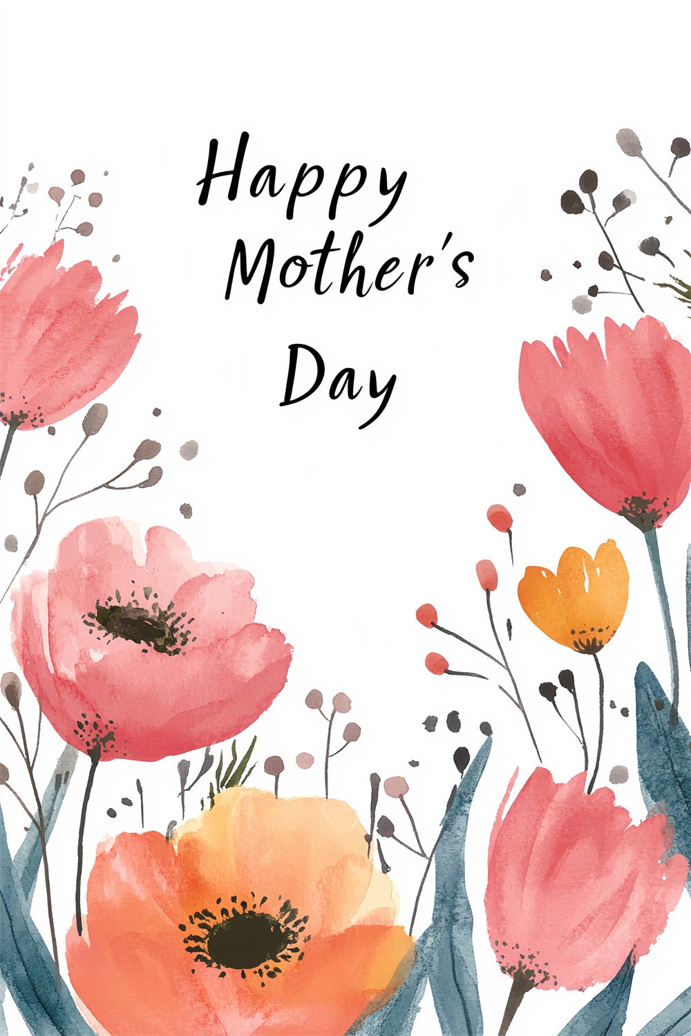 Mothers Day Backdrops Rustic Watercolor Wildflower Custom Backdrop UK CSH3-102