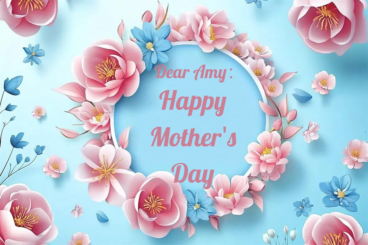Happy Mother's Day Backdrop Floral Round Frame Customized Backdrop UK CSH3-104