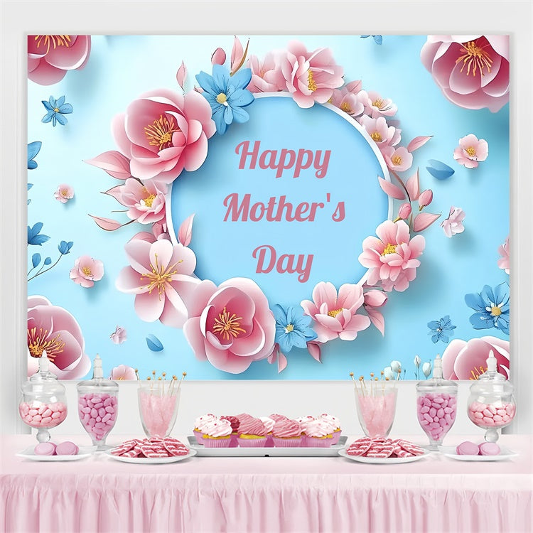 Happy Mother's Day Backdrop Floral Round Frame Customized Backdrop UK CSH3-104