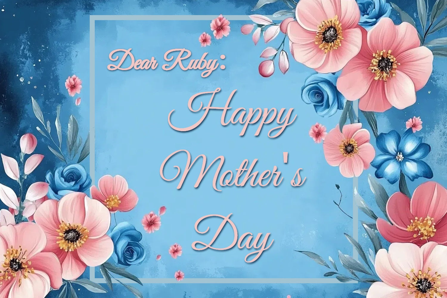 Mother's Day Backdrop Ideas Blue Floral Romance Customized Backdrop UK CSH3-105