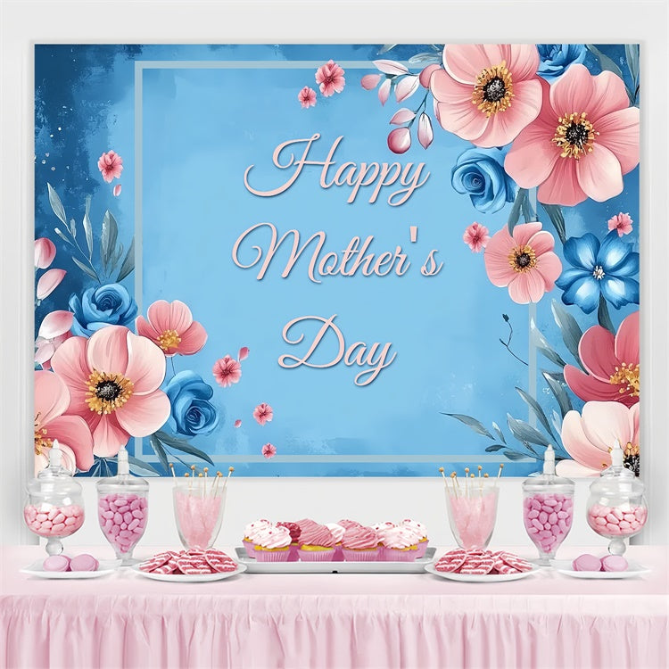 Mother's Day Backdrop Ideas Blue Floral Romance Customized Backdrop UK CSH3-105