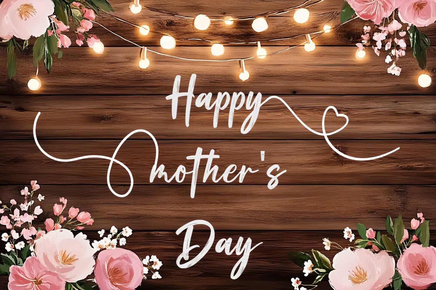 Mothers Day Backdrop Wooden Blossom Glow Personalized Backdrop UK CSH3-106