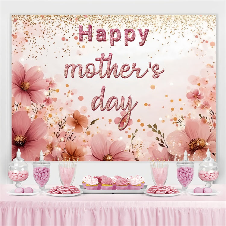 Backdrops For Mother's Day Blush Floral Glitter Custom Backdrop UK CSH3-109