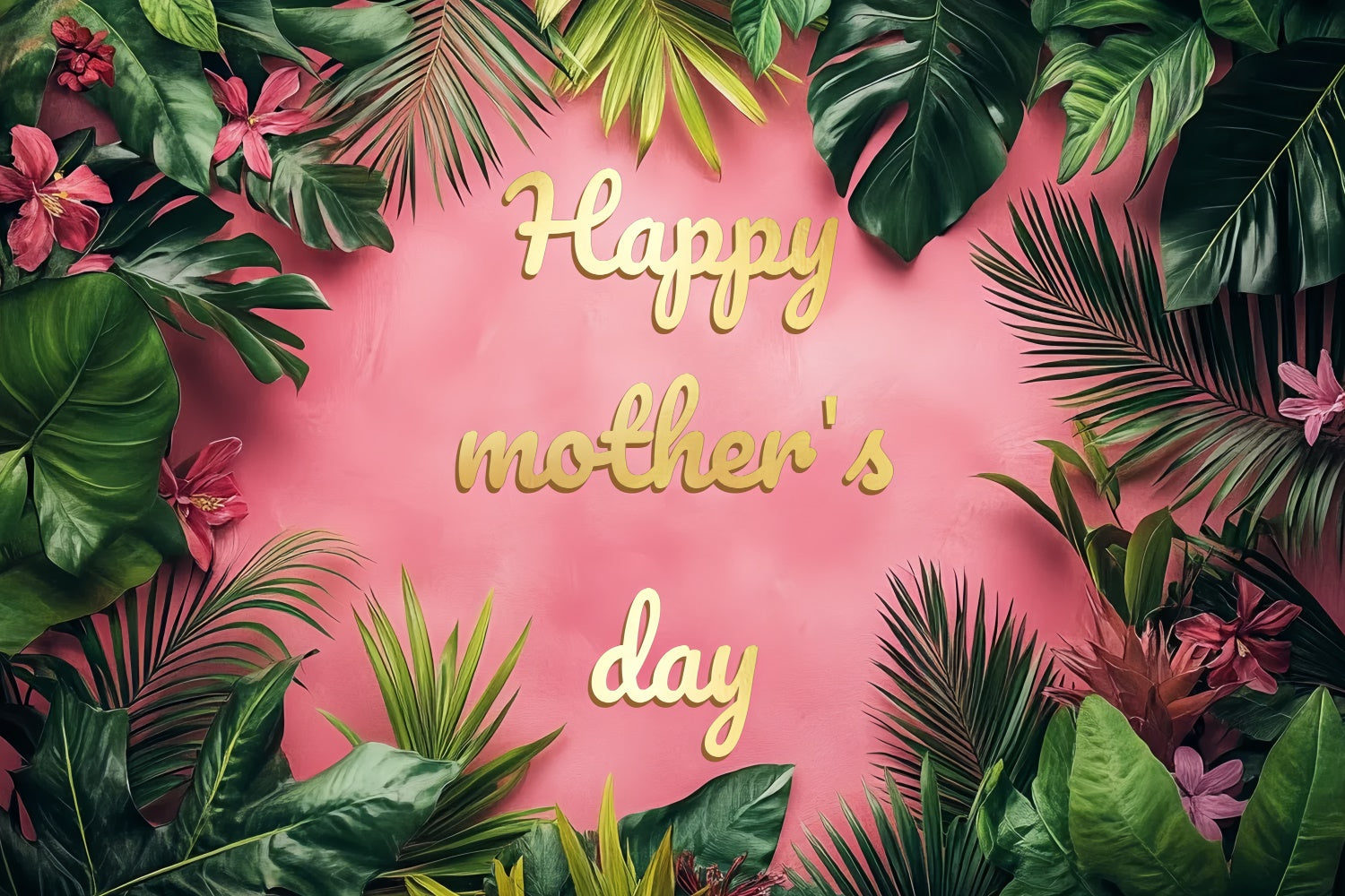 Happy Mother's Day Backdrop Tropical Floral Pink Custom Backdrop UK CSH3-114
