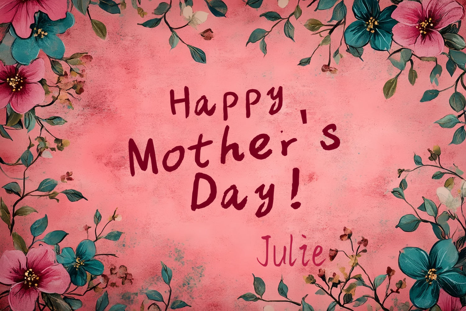 Mothers Day Backdrop Blush Floral Frame Personalized Backdrop UK CSH3-115