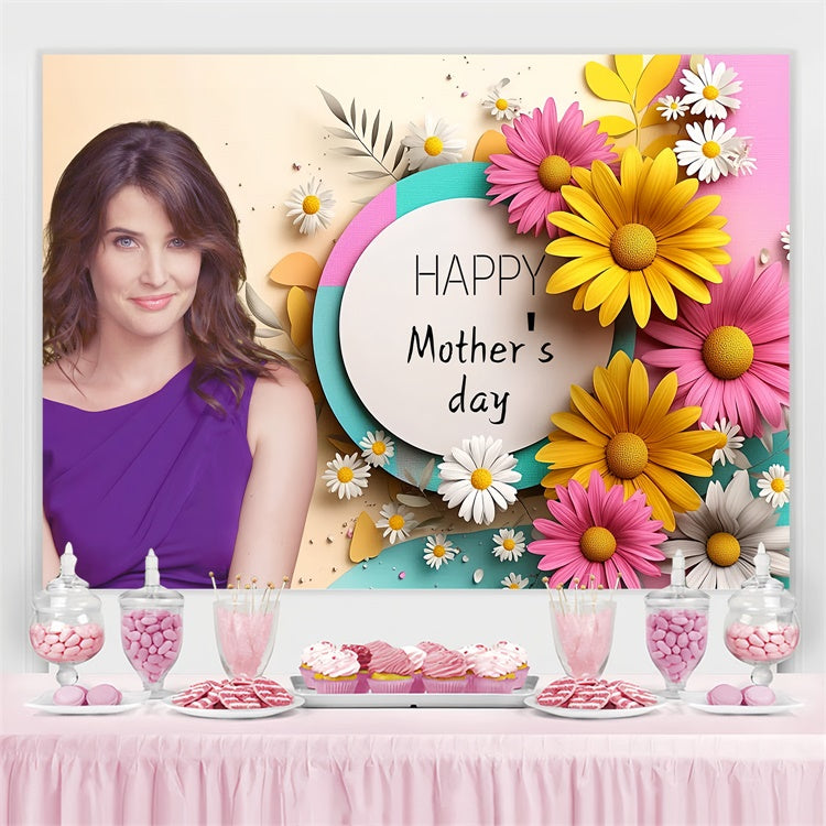 Mothers Day Photo Backdrop Festive Pastel Daisy Custom Backdrop UK CSH3-119