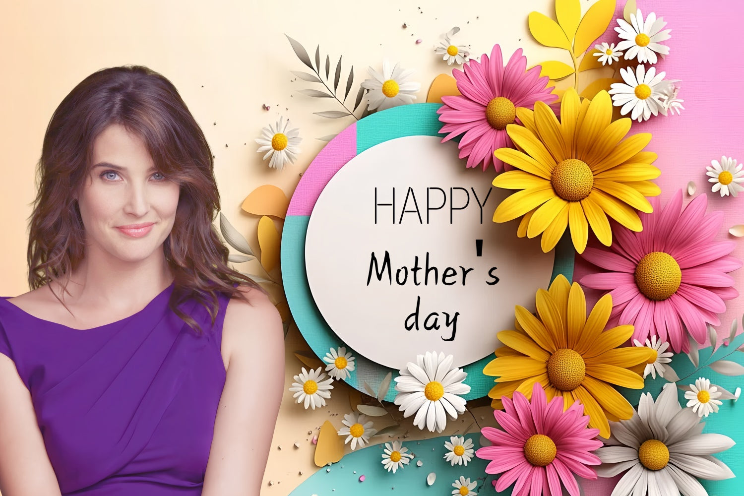 Mothers Day Photo Backdrop Festive Pastel Daisy Custom Backdrop UK CSH3-119