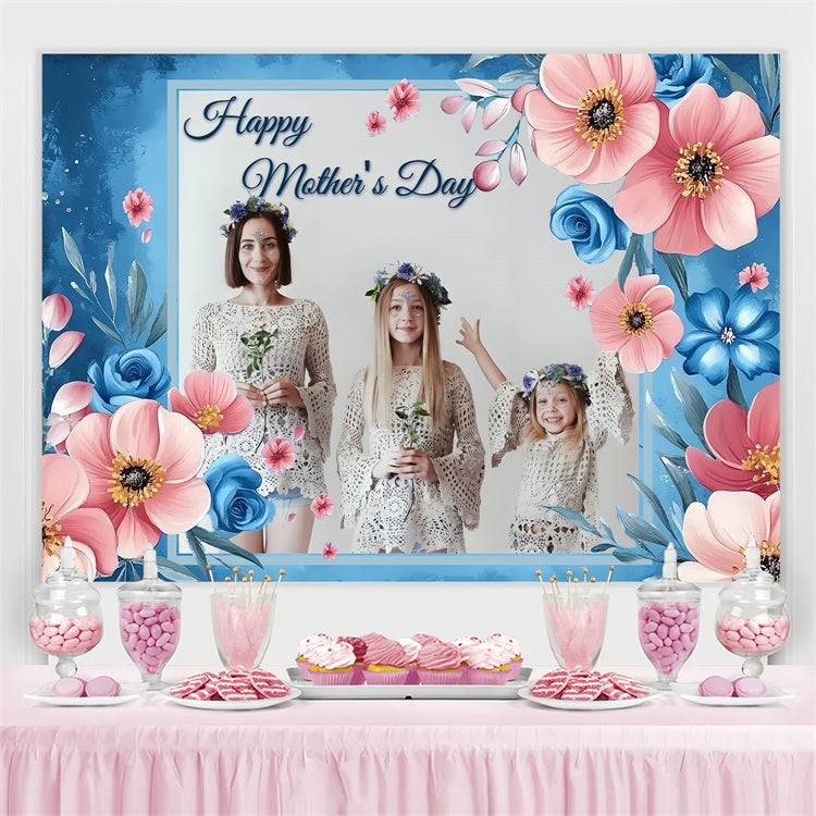 Mothers Day Photo Backdrop Romantic Blue Blossom Custom Backdrop UK CSH3-123