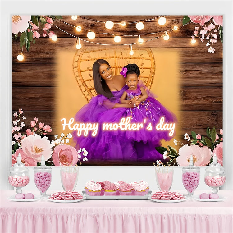 Mother's Day Backdrop Cozy Wooden Blossom Customized Backdrop UK CSH3-124