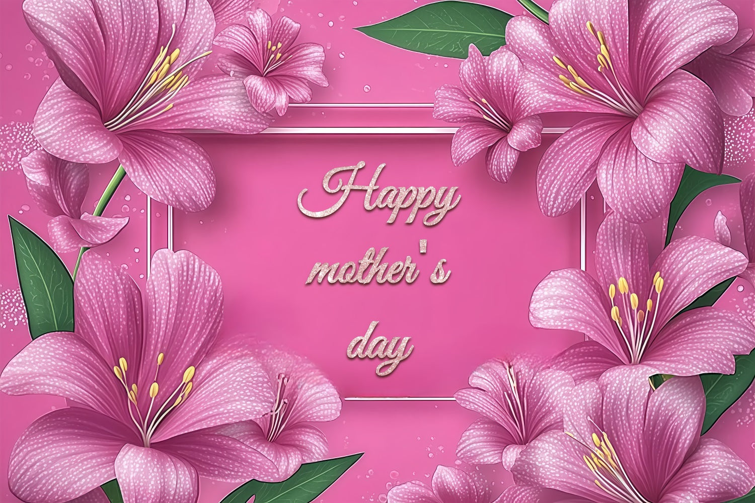 Mother's Day Backdrop Pink Lily Floral Frame Customized Backdrop UK CSH3-131
