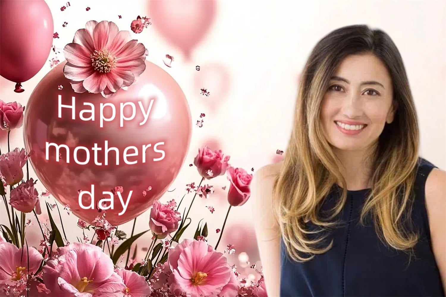 Mothers Day Photo Backdrop Pink Balloon Floral Custom Backdrop UK CSH3-194