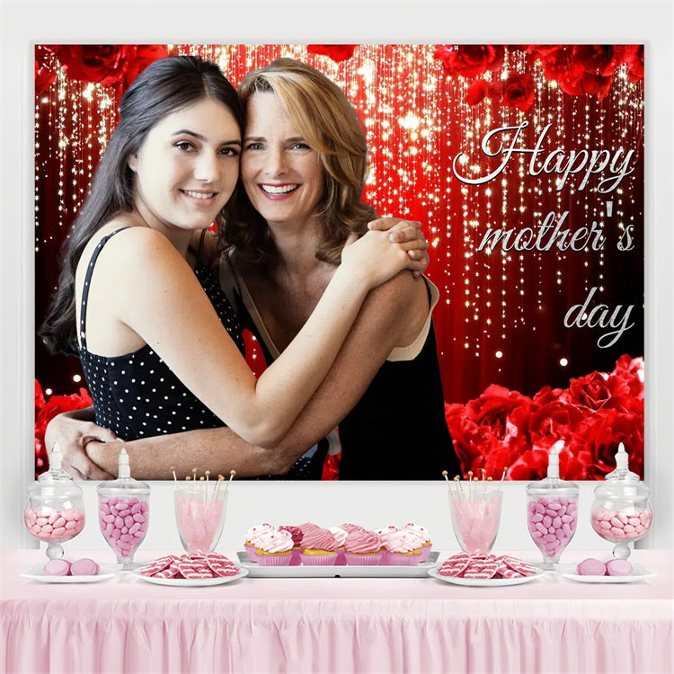 Mother's Day Backdrop Ideas Glittering Red Heartfelt Personalised Backdrop UK CSH3-204