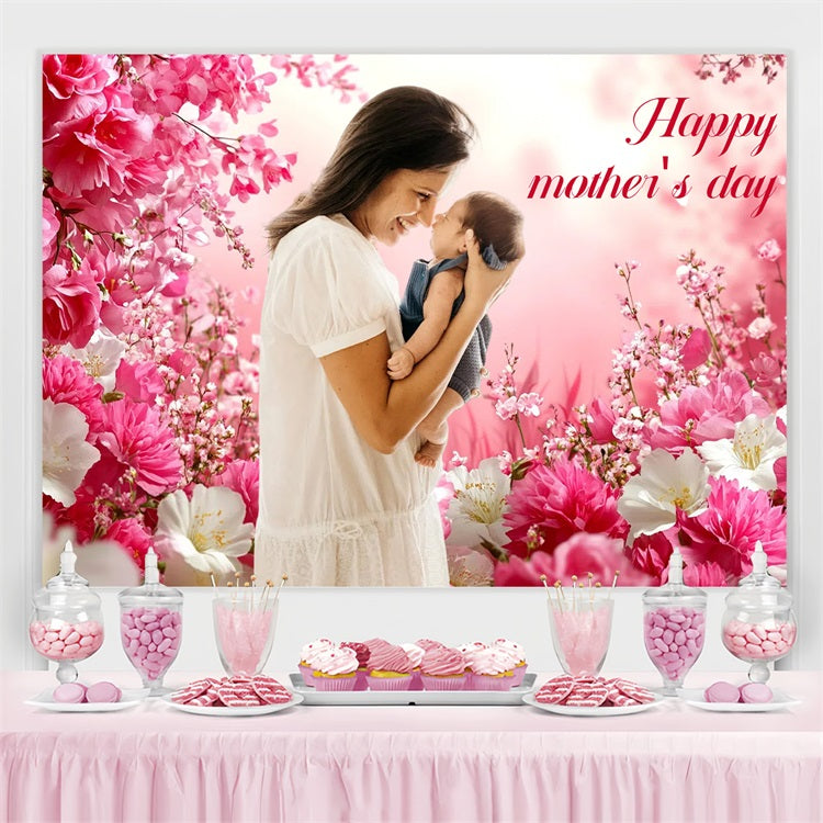 Backdrop For Mother's Day Pink Floral Bliss Custom Backdrop UK CSH3-206