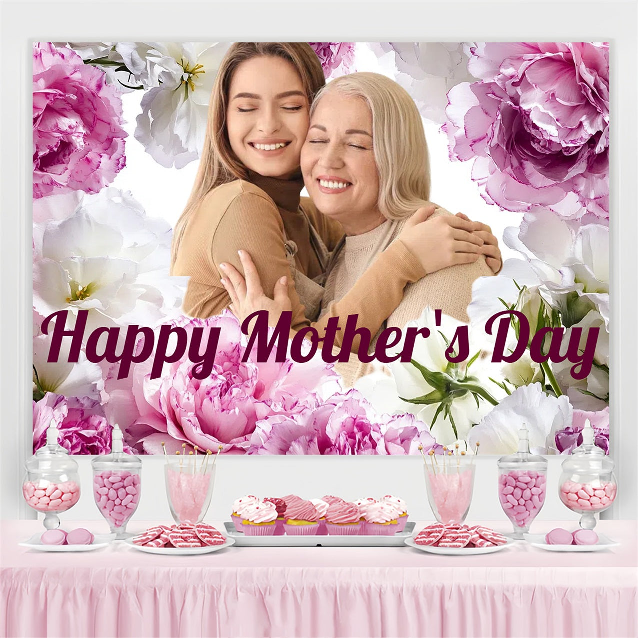 Backdrop Mothers Day Serene Floral Personalized Backdrop UK CSH3-209