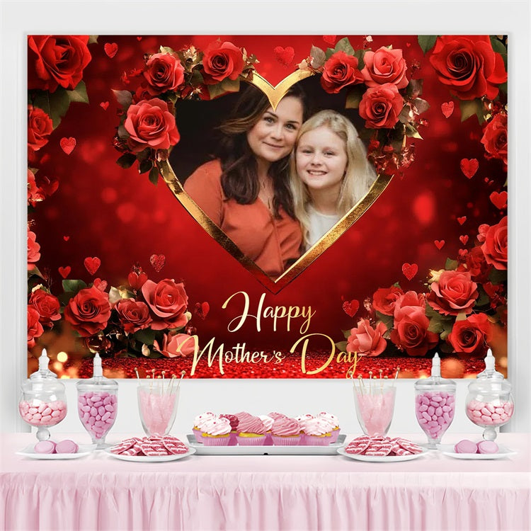 Backdrops For Mother's Day Red Rose Heart Custom Backdrop UK CSH3-210