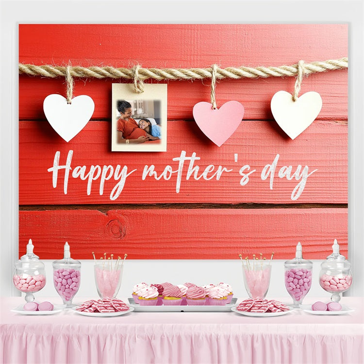 Mothers Day Photo Backdrops Rustic Wooden Heart Personalised Backdrop UK CSH3-212