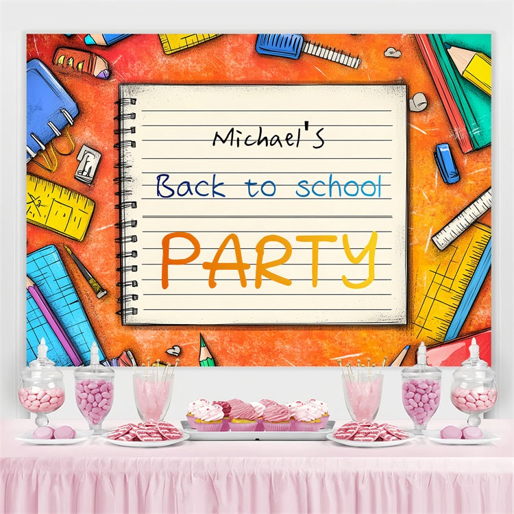 Back To School Backdrops Colorful School Stuff Custom Backdrop UK CSH3-87