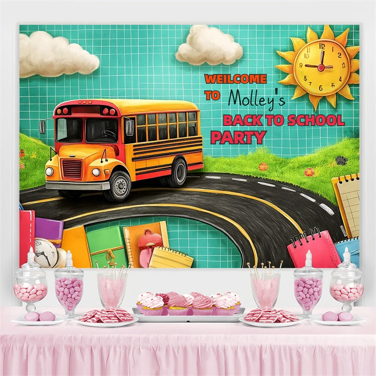 Backdrop For Back To School School Bus Adventure Custom Backdrop UK CSH3-90