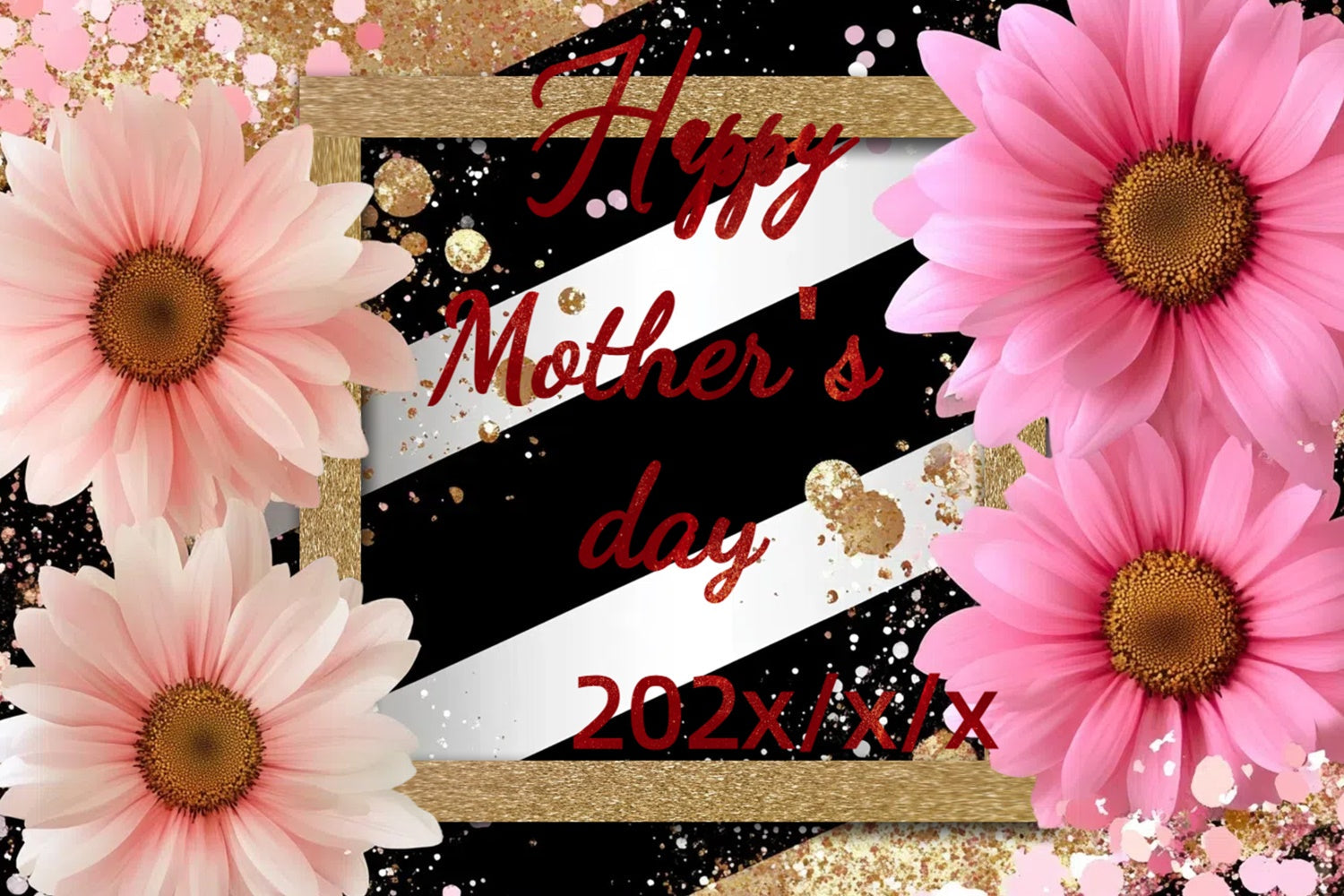 Mothers Day Photo Backdrop Modern Striped Floral Custom Backdrop UK CSH3-92